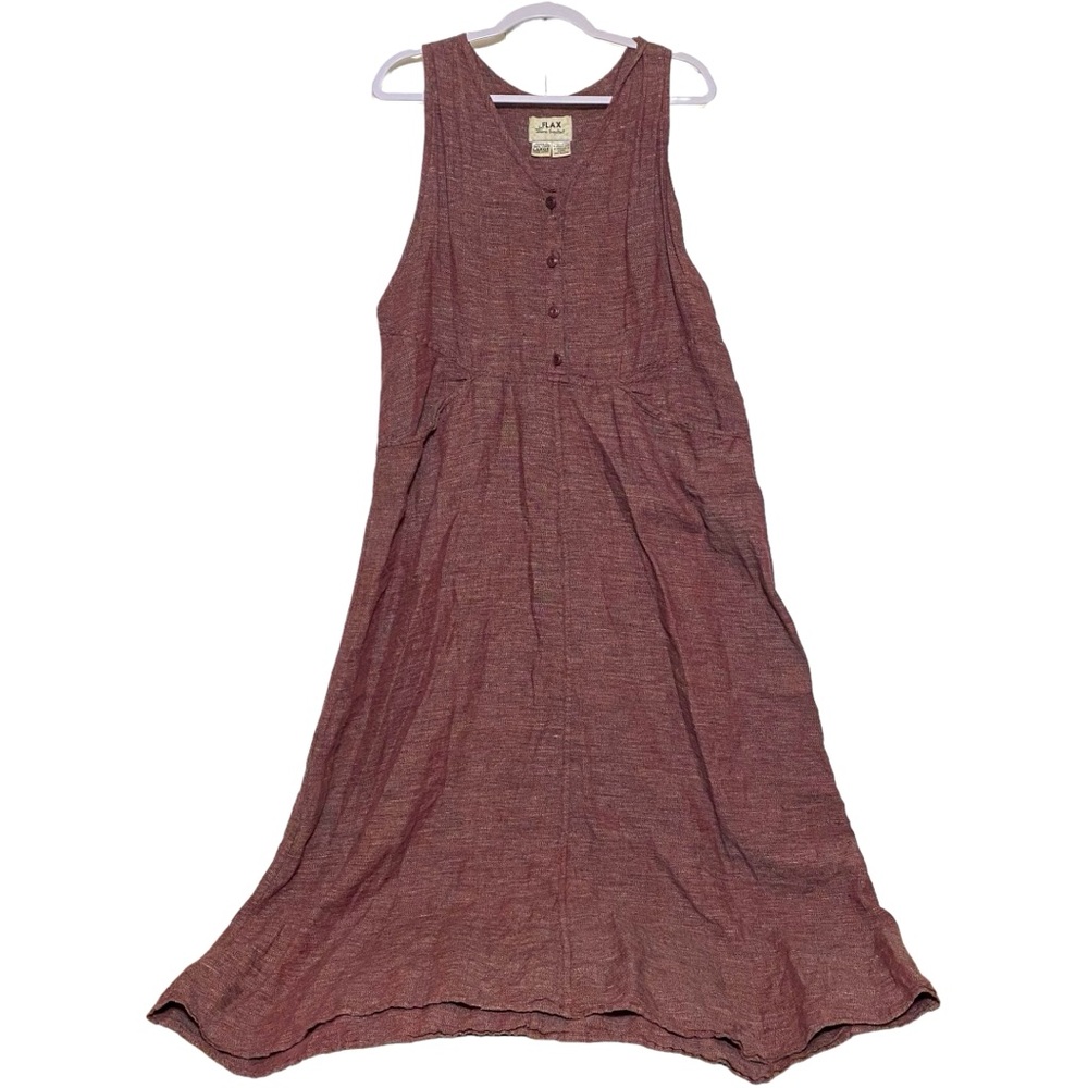 Flax by Jeanne Engelhart Linen Sleeveless Dress Pockets Size Large